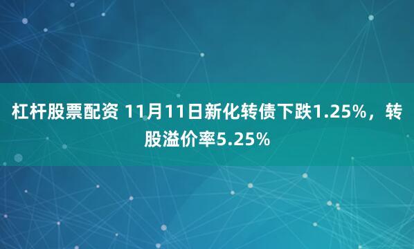 杠杆股票配资 11月11日新化转债下跌1.25%，转股溢价率5.25%